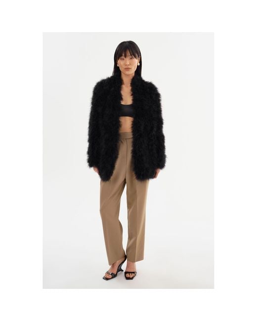 Lamarque Black Rabea Feather Coat