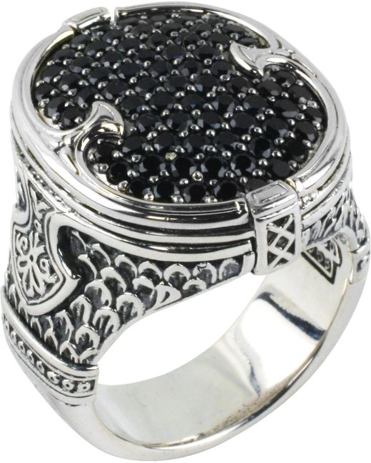 Konstantino Metallic Plato Sterling Silver & Spinel Pave Ring Dmk2014-292 Size 10 for men