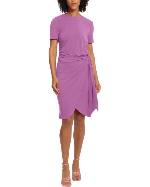Maggy London Purple Faux Wrap Matte Jersey Wear To Work Dress