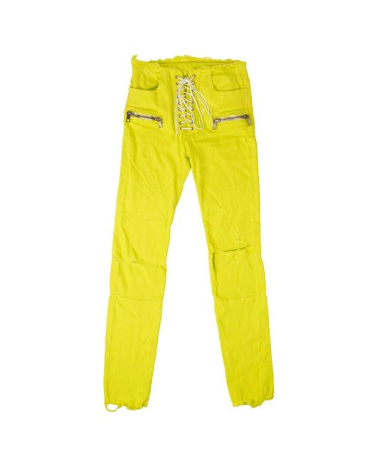 Unravel Project Yellow Lace Up Pants - Neon