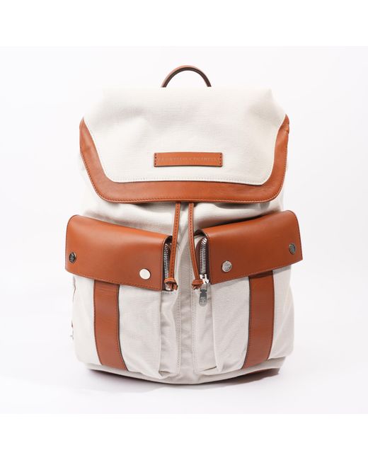 Brunello Cucinelli White Linrn Backpack/ Canvas