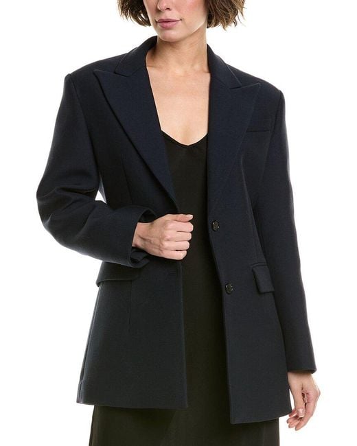 Michael Kors Black Gabardine Sculpted Wool & Silk-Blend Blazer
