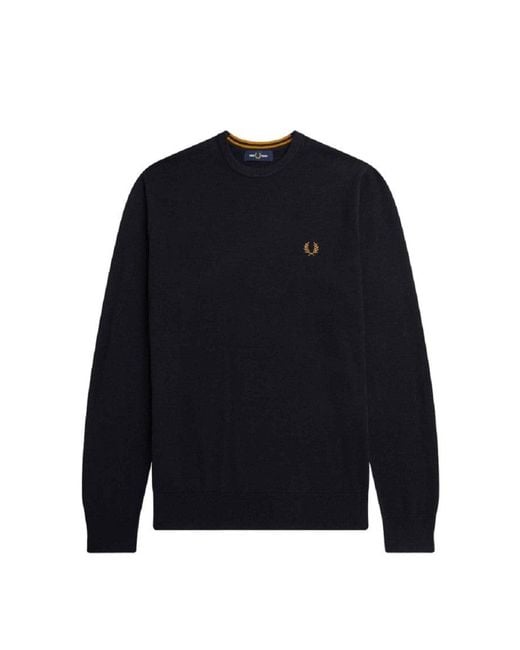 Fred Perry Blue Crewneck Cotton Sweater for men