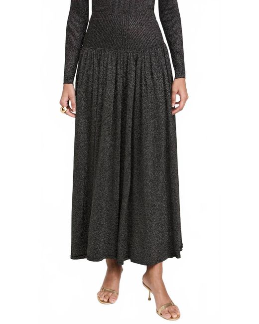 Zimmermann Black Crush Metallic Flare Skirt
