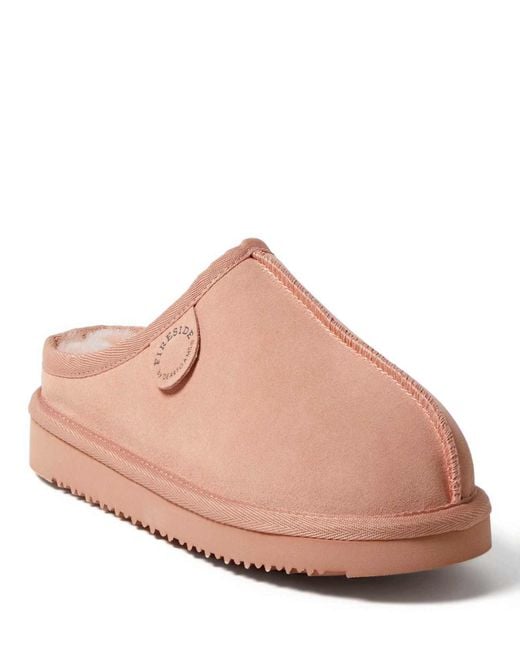 Dearfoams Pink Fireside By Greta Genuine Shearling Clog Slipper