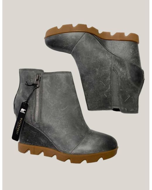 Sorel Joan Uptown Zip Bootie In Quarry, Gum in Gray Lyst