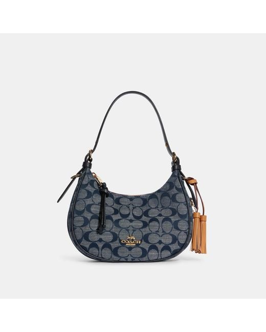 Coach Outlet Blue Kleo Hobo In Signature Chambray