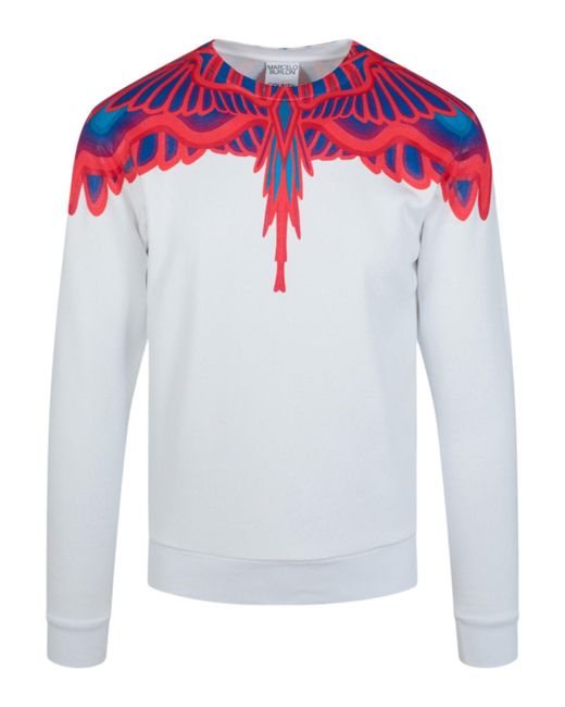 Marcelo Burlon White Curves Wings Crewneck Sweatershirt for men
