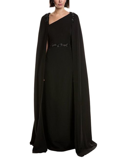 Marchesa Black Stretch Crepe Gown