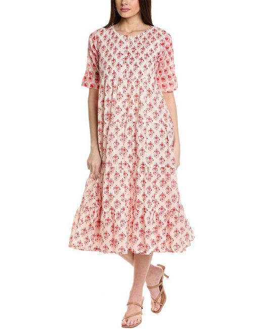 Ro's Garden Pink Caitlin Midi Dress