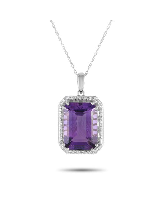Non-Branded Purple Lb Exclusive 14k Gold 0.20ct Diamond And Amethyst Pendant Necklace Pd4-15513wam
