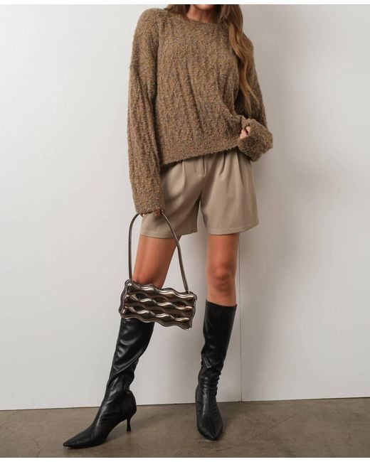 Pretty Garbage Natural Boucle Cable Knit Sweater