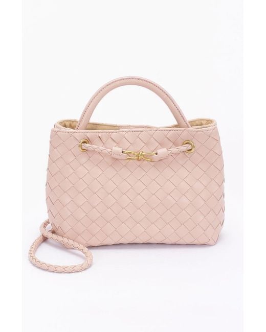 Fashnzfab Pink Faux Leather Braided Top Handle Bag