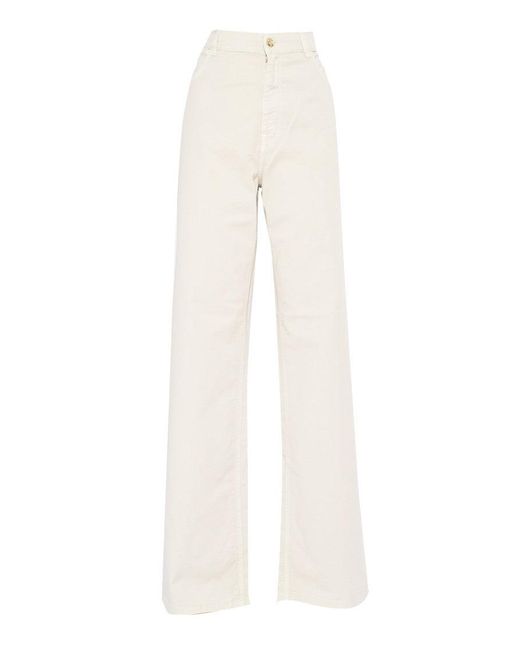 Fay White Flare Pants With Five-Pocket Design