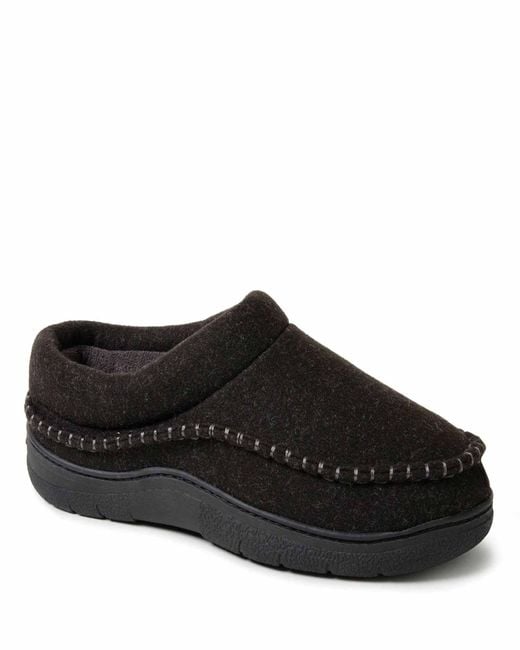 Dearfoams Black Thompson Wool Blend Clog Slipper for men