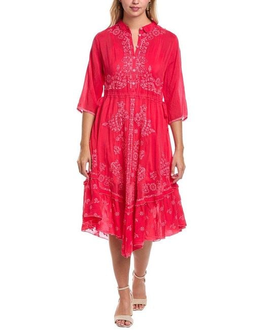 Johnny Was Vipiana Midi Dress in Red Lyst