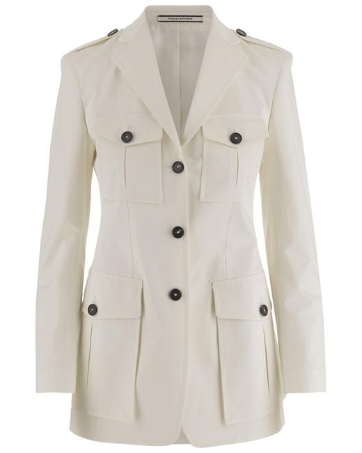 Tagliatore White Stretch Cotton Jacket