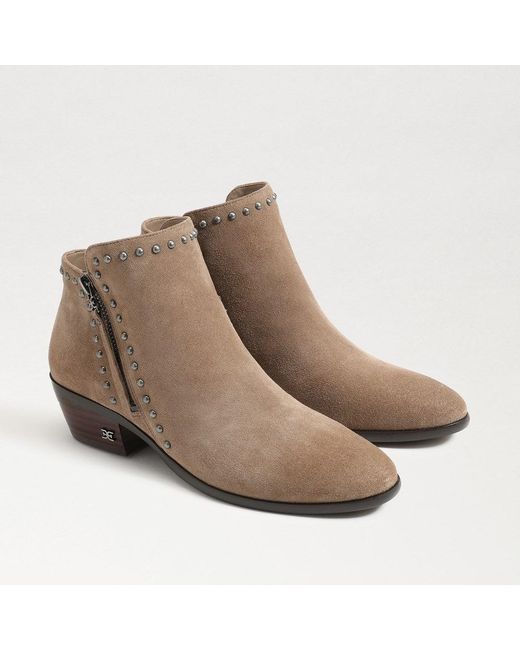 Sam Edelman Brown Paola Boots Taupe Studded Block Heel Booties Jobb543