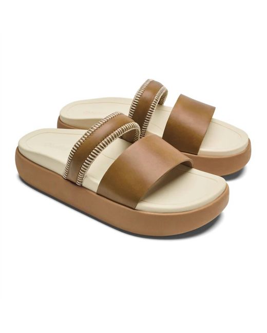 Olukai Metallic Pae Leather Slide Sandal