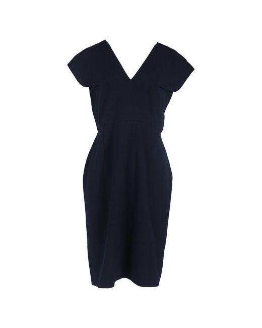 Roland Mouret Blue V-Neck Knee-Length Dress