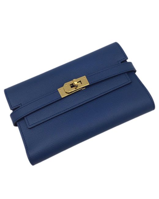Hermès Blue Kelly Leather Wallet (pre-owned) for men