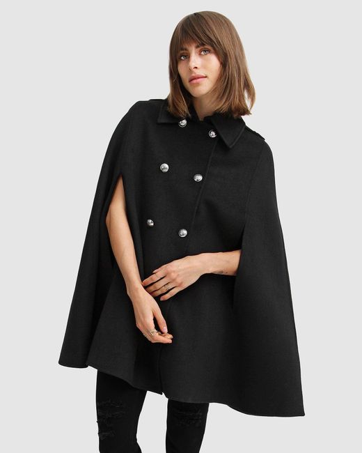 Belle & Bloom Black On My Mind Wool Blend Cape