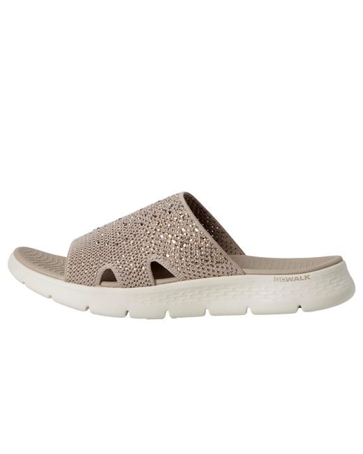 Skechers Brown Arch Fit Knit Slide W/Gradient Rhinestones Taupe 141446-Tpe