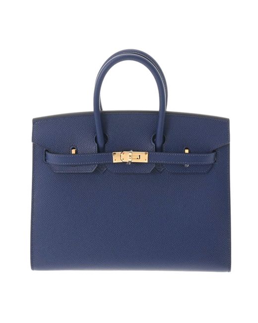 Hermès Blue Birkin 25 Leather Handbag (pre-owned)