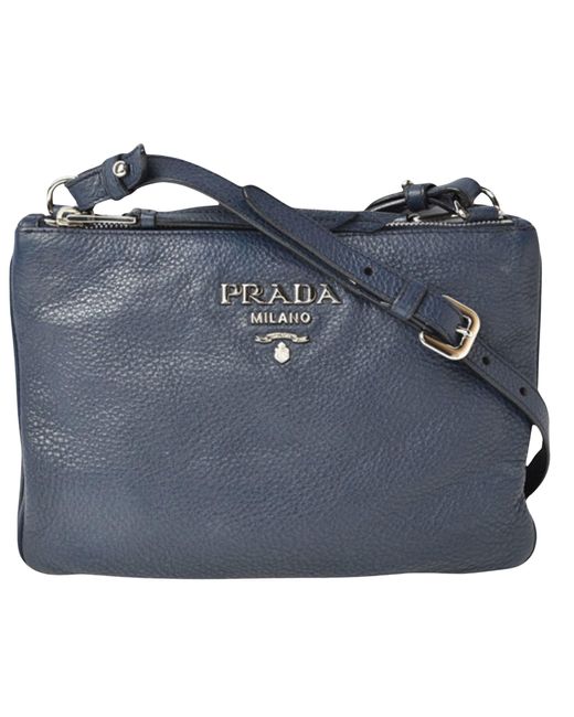 Prada Blue Vitello Leather Clutch Bag (pre-owned)