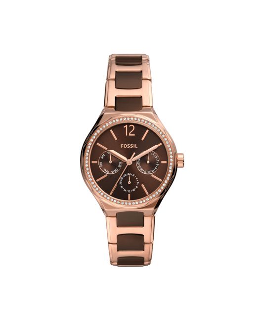 Fossil Eevie Multifunction, Rose Gold-tone Stainless Steel Watch in ...