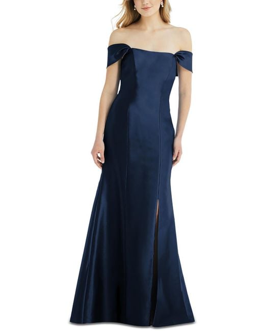 Alfred Sung Blue Plus Taffeta Sleeveless Evening Dress