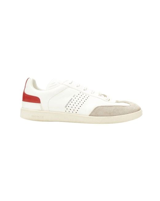 Dior White Dior Homme B01 Red Bee Laether Suede Trim Trainer Sneaker for men