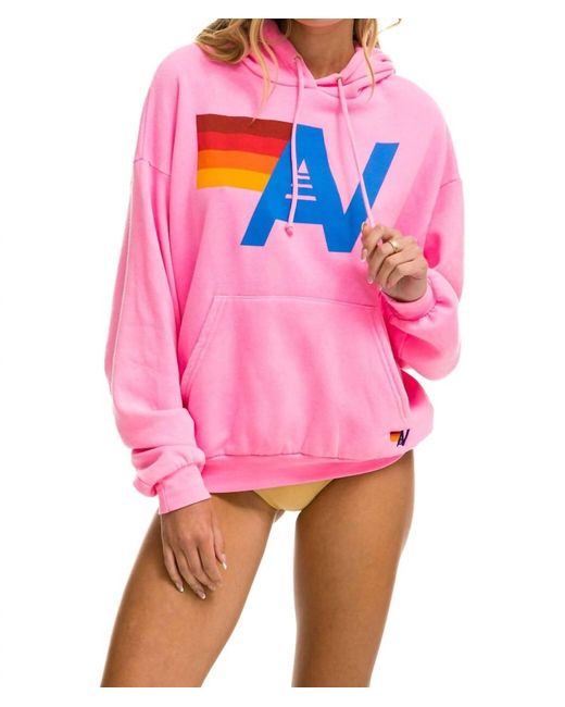 Aviator Nation Relaxed Fit Logo Pullover Hoodie In Neon Pink