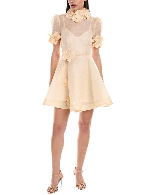 Zimmermann Natural Luminosity Liftoff Linen & Silk-blend Mini Dress