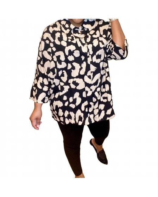 Umgee Black Leopard Tiered Top