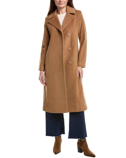 Sofiacashmere Natural Notch Lapel Wool & Cashmere-Blend Jacket