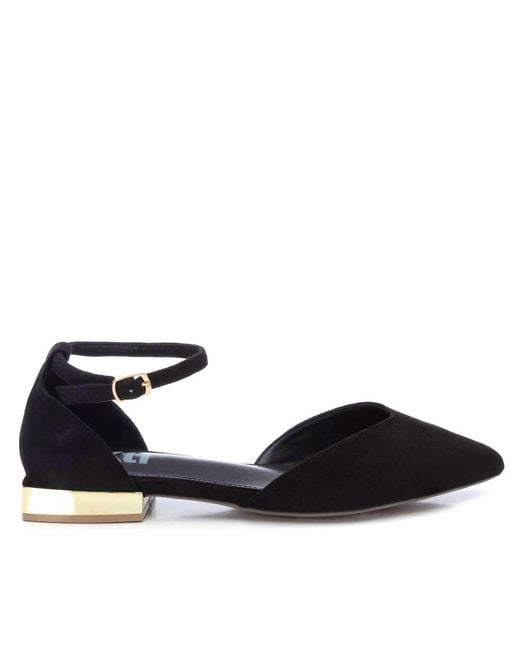 Xti Black Suede Pointy Toe Ballet Flats