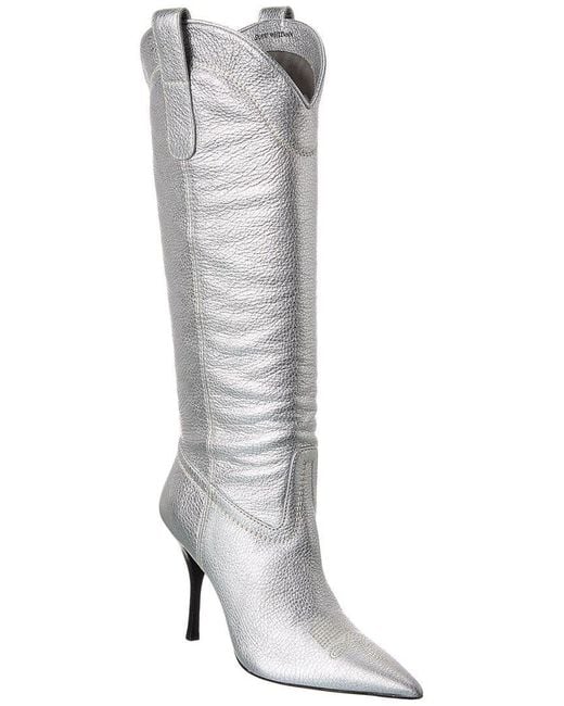 Stuart Weitzman Gray Outwest 100 Leather Knee-High Boot