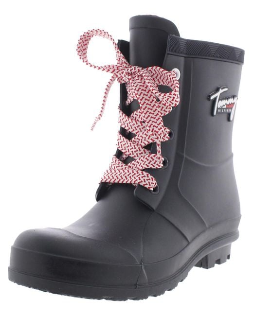 Tommy Hilfiger Tamar Lace Up Wellies Rain Boots in Gray | Lyst