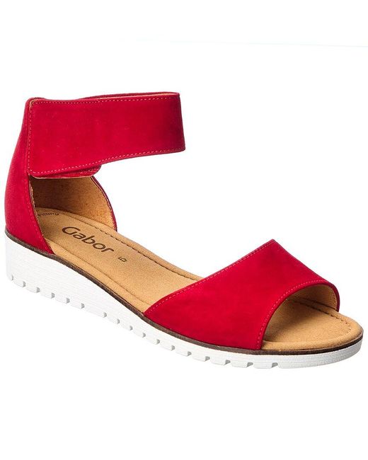 Diskriminering af køn en idiom Gabor Shoes Suede Sandal in Red | Lyst