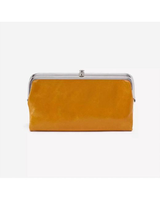 Hobo International Orange Lauren Clutch Wallet In Warm Amber