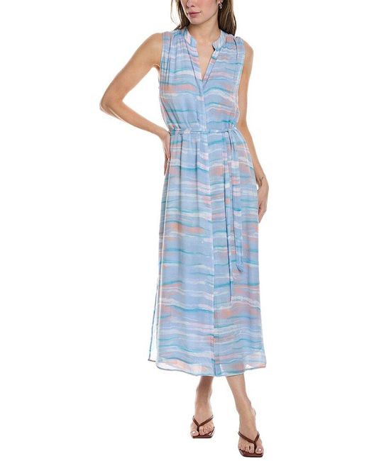 Bella Dahl Blue Sleeveless Pleat Front Maxi Dress