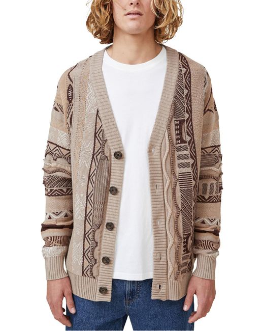 Cotton On Natural Cotton Knit Cardigan Sweater for men