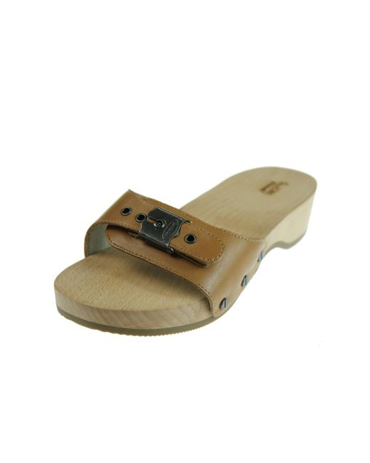 Dr. Scholls Original Leather Wood Slide Sandals in Natural | Lyst