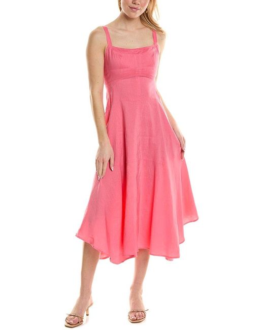A.L.C. Pink Harlow Linen-blend Midi Dress