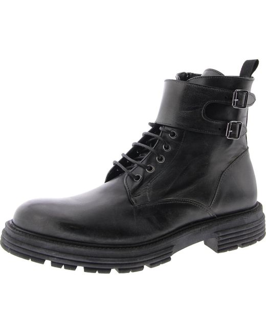 Steve Madden Faux Leather Ankle Combat & Lace-Up Boots in Black for Men ...