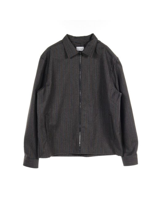 Ferragamo Black Zip Up Jacket Stripe Wool Multicolor Herringbone