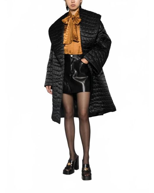 Versace Black Croc-Pattern Quilted Coat