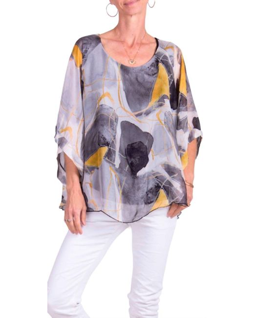 Gigi Moda Black Coletta Abstract Silk Top