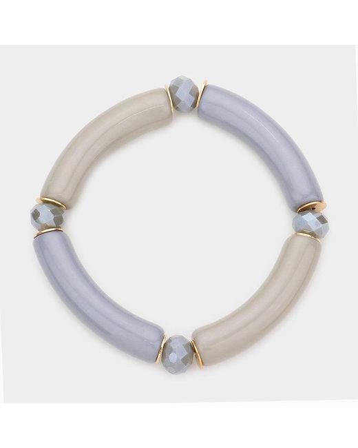 Fashnzfab Metallic Faceted Bead Pointed Resin Stretch Bracelet